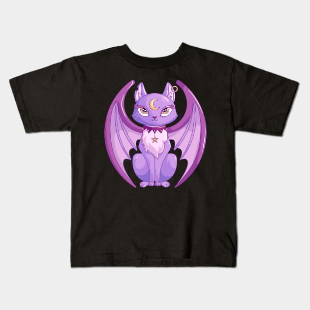 Pastel goth cat Kids T-Shirt by levinanas_art